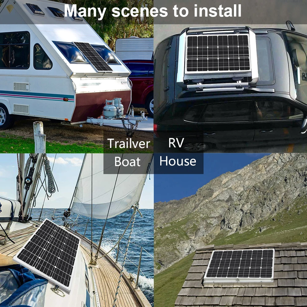 100W 18V солнечных батарей Панели солнечные комплект и 20A Контроллер заряда и крыши дрель настенный кронштейн для крепления на Лодка Караван Кемпинг внесетевая система