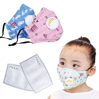 

Children Masks 1Pcs Respirator Mask With Breathing Valve Washable Cotton Activated Carbon Filter Mouth Masks Anti Dust Allergy