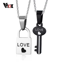 Vnox, классическое дизайнерское ожерелье с замком для пары, для женщин и мужчин, с гравировкой в виде сердца, из нержавеющей стали, для влюбленных, свадебные ювелирные изделия, 20 дюймов, цепочка