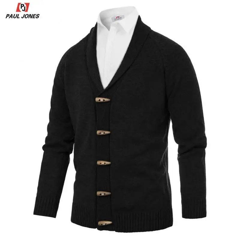 PAUL JONES Cardigan Sweater Men Shawl Collar Knitwear Toggle PAUL JONES Cardigan Sweater Men Shawl Collar Knitwear Toggle