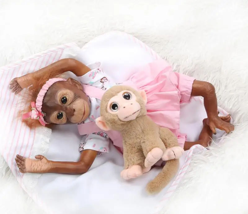 Новинка 21 дюймов 52 см ручная работа reborn Monkey очень мягкая силиконовая виниловая игрушка "орангутанг" косплей обезьяны куклы игрушки для детей подарок