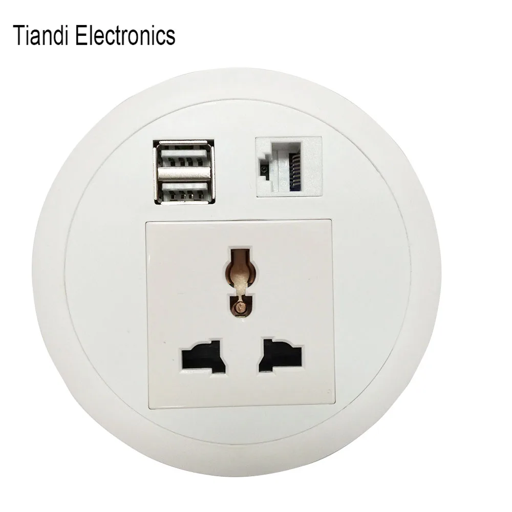 Usb Charger Rj45 Office Desk Outlet Round Mini Tabletop Socket