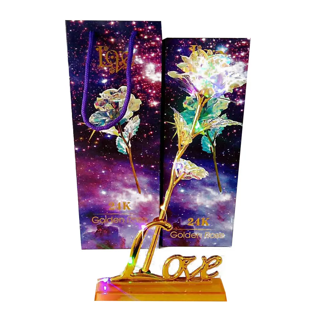 Luminescence 24K Gold Foil Lighting Rose Luminous Rose Valentine Gift Home Ornament Eternal Flower Beautiful Romantic Party - Цвет: Set 6