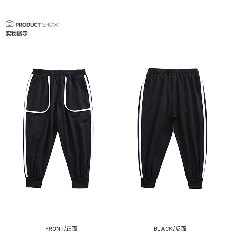 Kids Jazz Dance Costumes Girls Hip Hop Clothing Loose White T Shirt Jogger Black Pants Set Streetwear Stage Perform Clothes (16)