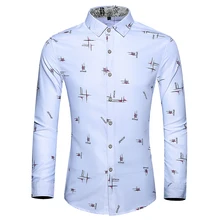 M-7XL, мужская рубашка с длинным рукавом, с цветочным принтом, весна и осень, мужская повседневная рубашка, простая, с буквенным принтом, для деловых встреч, мужская одежда