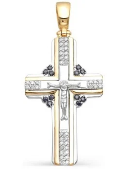 

Master brilliant cross with emeralds and diamonds in red gold