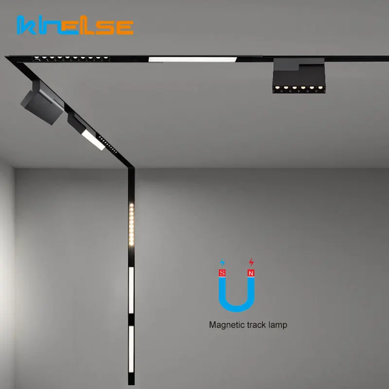

0.5M 1M Ceiling Recessed Magnetic Lamp Track Lighting Connectors Rail Strip Holder Aluminum Suspended LED Magnet Mount Lights