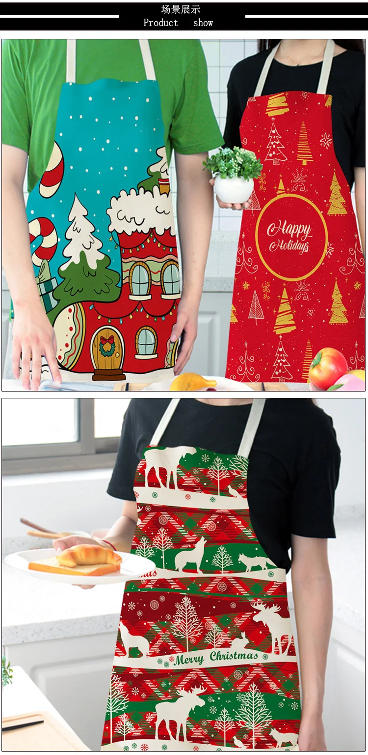 1pc Christmas Personality Cute Apron Bar Restaurant Waiter Christmas Decoration Apron Cooking Baking Cleaning Accessories