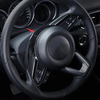 

Inner Sticker Interior Steering Wheel trim Carbon Style Fiber Decorative Cover CX-5 2016-18 ABS Moulding Frame