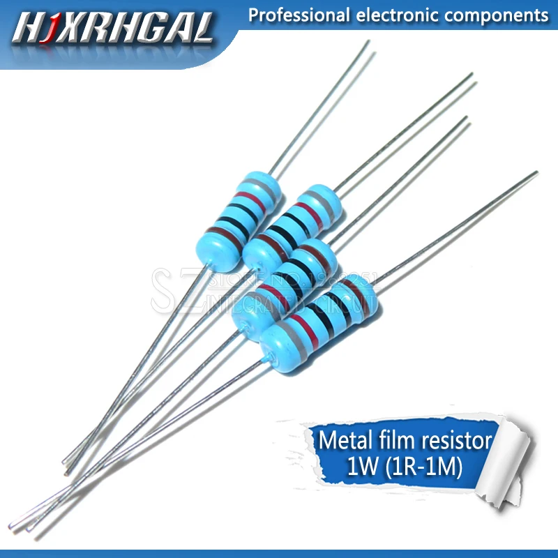 1W Metal film resistor 1% 1R ~ 1M 2R 10R 22R 47R 100R 330R 1K 4.7K 10K 22K 47K 100K 330K 470K 1 2 10 22 47 100 330 ohm 10pcs metal film resistor metal film resistors