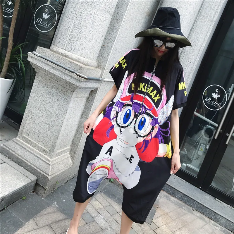 Бренд Thailand Tide,, Тонкий джинсовый комбинезон с мультяшным принтом, летний Повседневный джинсовый комбинезон с коротким рукавом для женщин