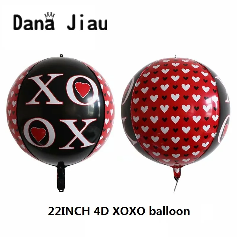 Свадебный Декор 4D XOXO для молодых людей, фольгированный шар, подарок на день Святого Валентина, роза, день рождения, красные губы, поцелуй, шар - Цвет: 22INCH 4D BALLOON