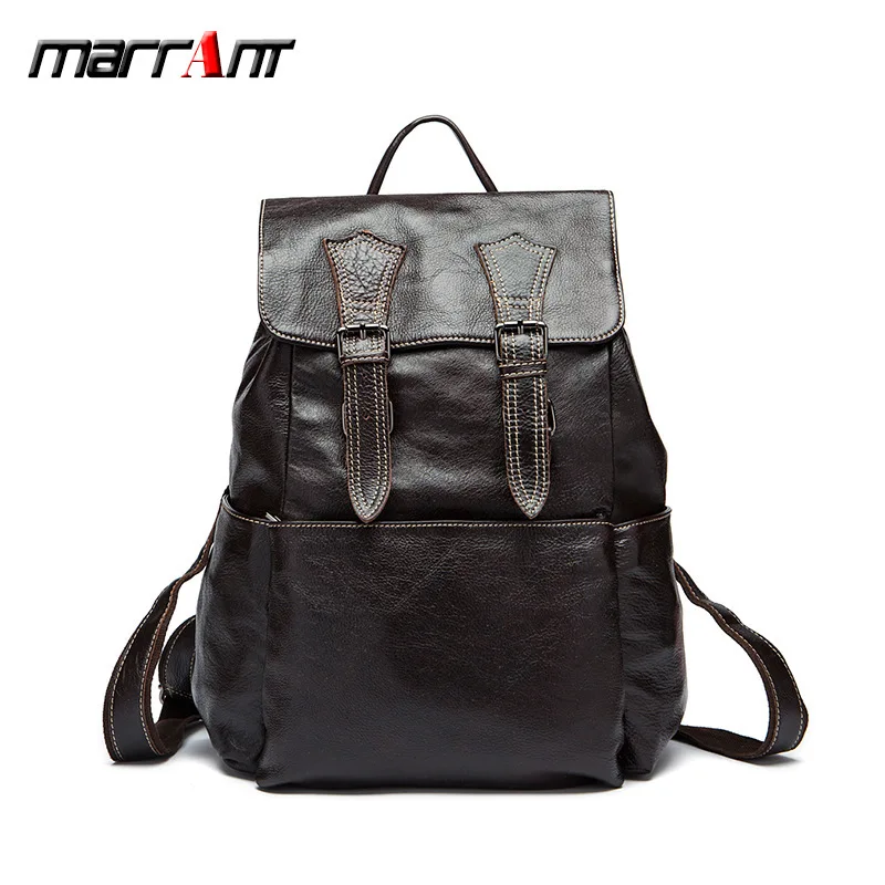 

Genuine Leather Male Shoulders Bag Eversion Hijab Layer Cowhide Men Bucket Backpack