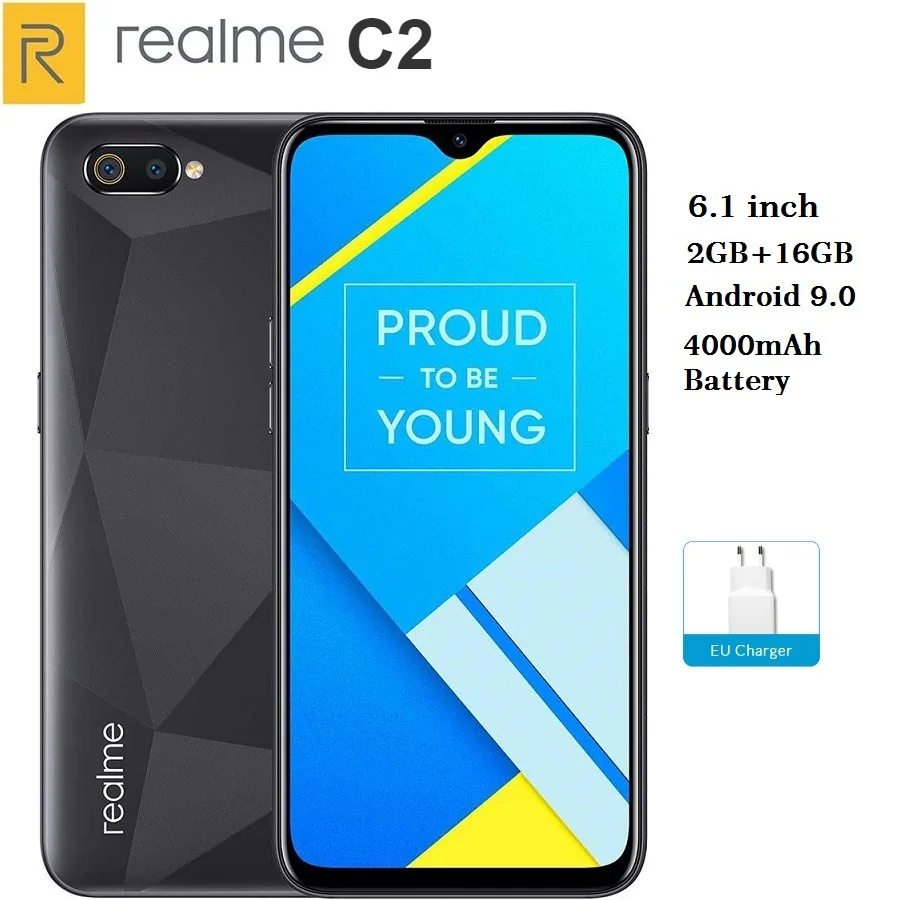 Realme C2 4G смартфон 6,1 дюймов Android 9,0 Helio P22 Octa Core 13.0MP + 2.0MP камера заднего вида 4000 мАч Лицо ID мобильные телефоны