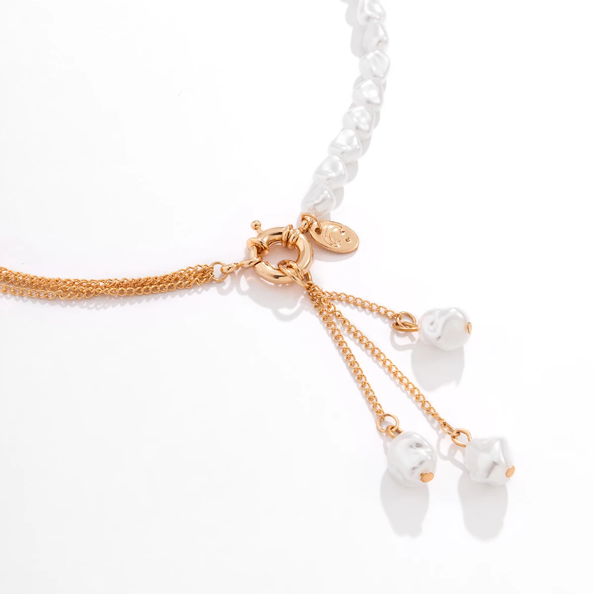Collana Lariat Dorata Con Perle A Goccia, Gioiello Elegante Per Sposa E Cerimonie, Lunga Sul Retro, Donna