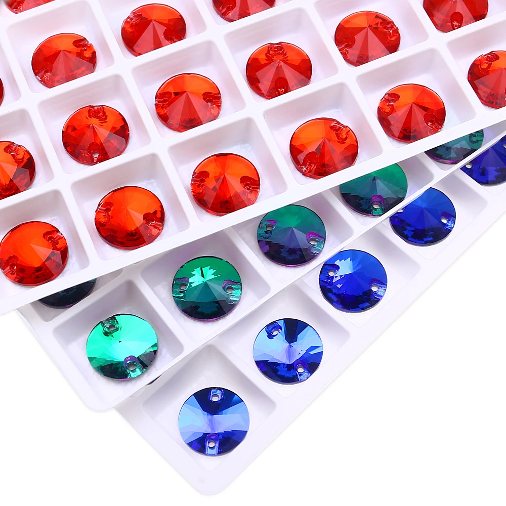 

Round Rivoli Glass K5 Strass Sew On Rhinestones Crystal Fabric AB Flatback For DIY Rhinestones For Needlework Beads Accessories