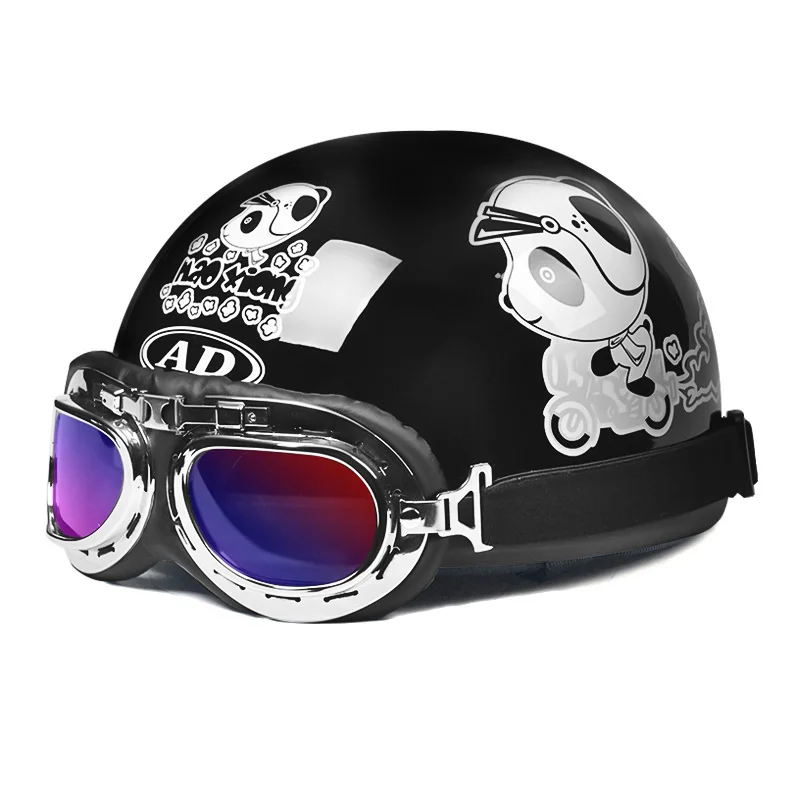 With Goggles Motorcycle Helmets Half Retro Lightweight Helmet