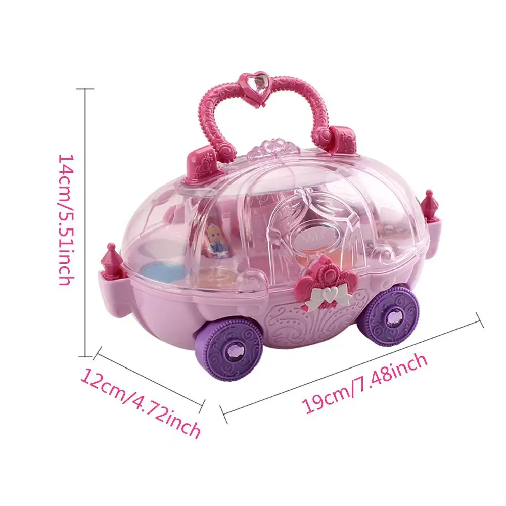 Girls Beauty Makeup Tool Sets Cosmetic Kits Non-toxic Pretend Play Toy With Handle Car Shape Storage Box Christmas Gifts Toys