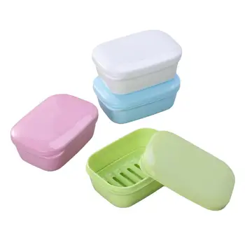 

4pcs Soap Box Portable Soap Dish With Lid Soap Container With Drain Shelf For Bathroom Kitchen Travel