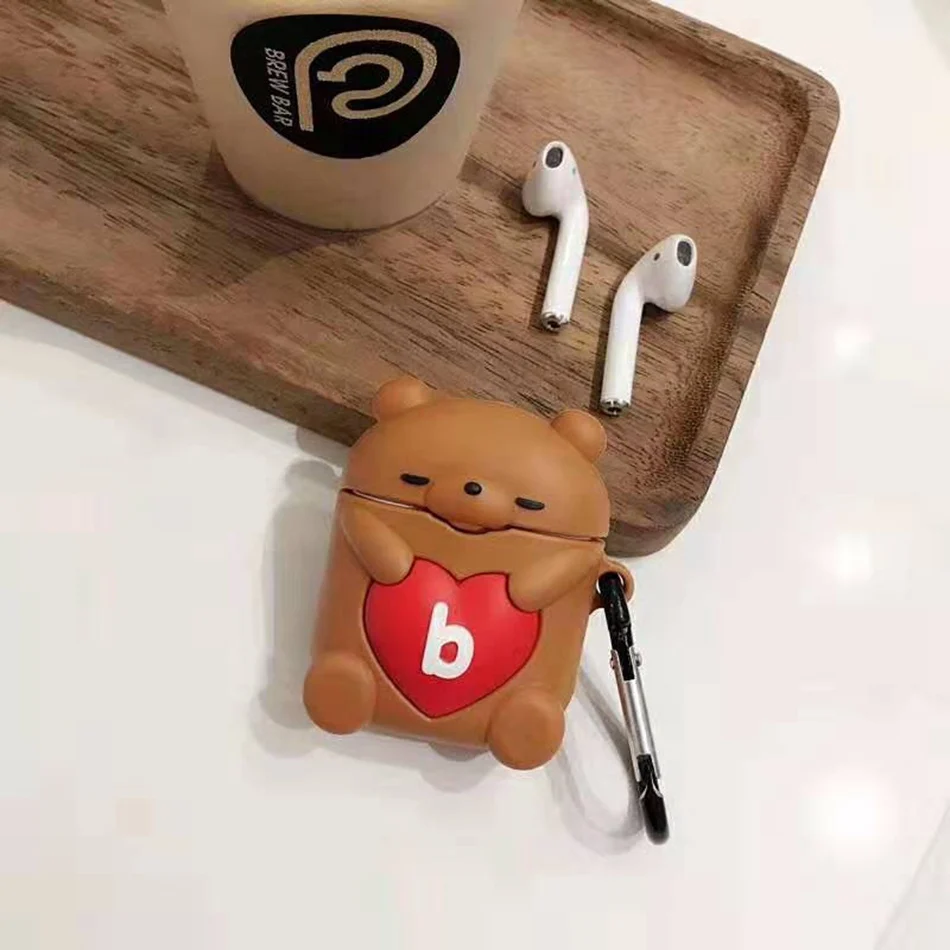 Для AirPods чехол 3D Классический мультфильм Животные вкусные пирожные чехол для Airpods 2/i10/i11 TWS Защитная крышка с крючок карабина - Цвет: A15