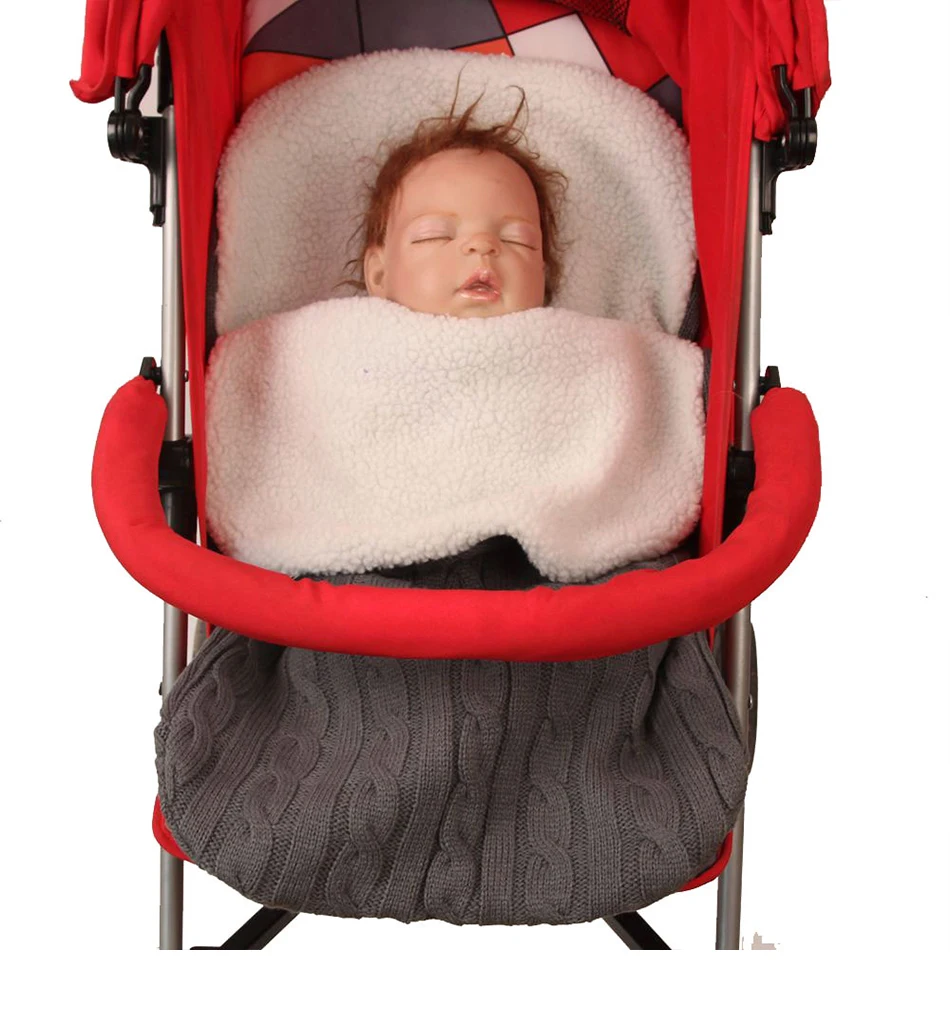 Lamb Velvet Baby Sleeping Bag Winter Children Newborn Sleeping Bag Baby Stroller Thicken Knitted Sleeping Infant Bag Bedclothes