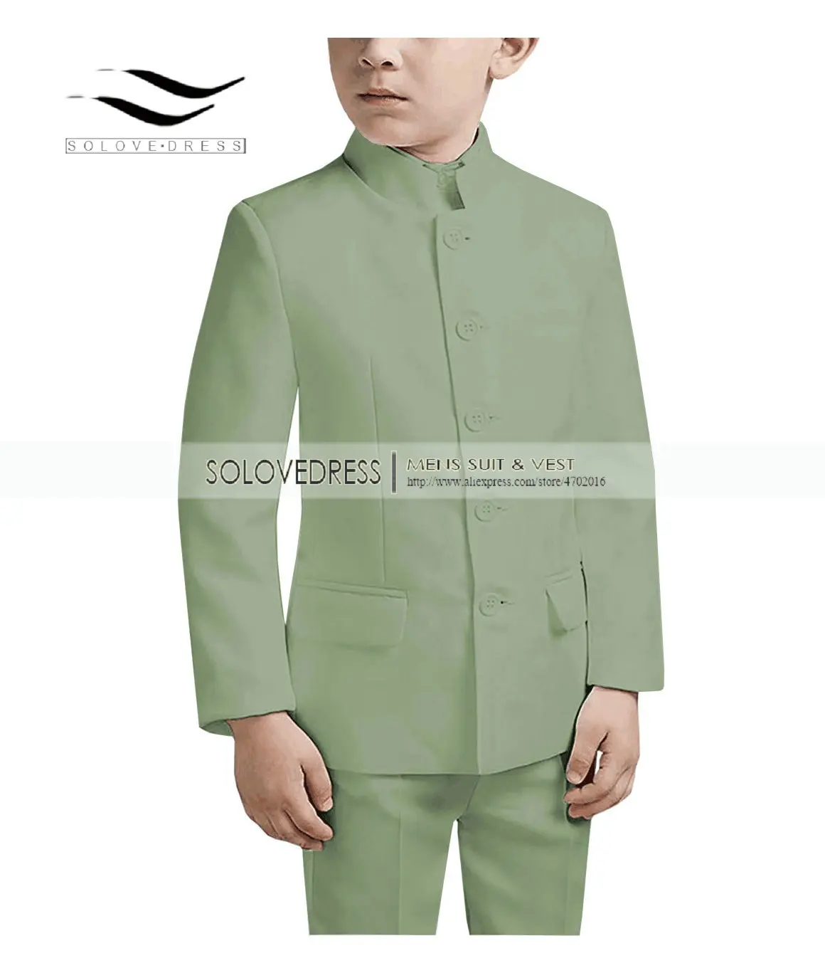 Solovedress/костюмы для маленьких мальчиков 2 предмета, винтажный стиль, воротник «Мандарин», торжественное платье, Детские Свадебные смокинги, детская одежда B1 - Цвет: Tea Green