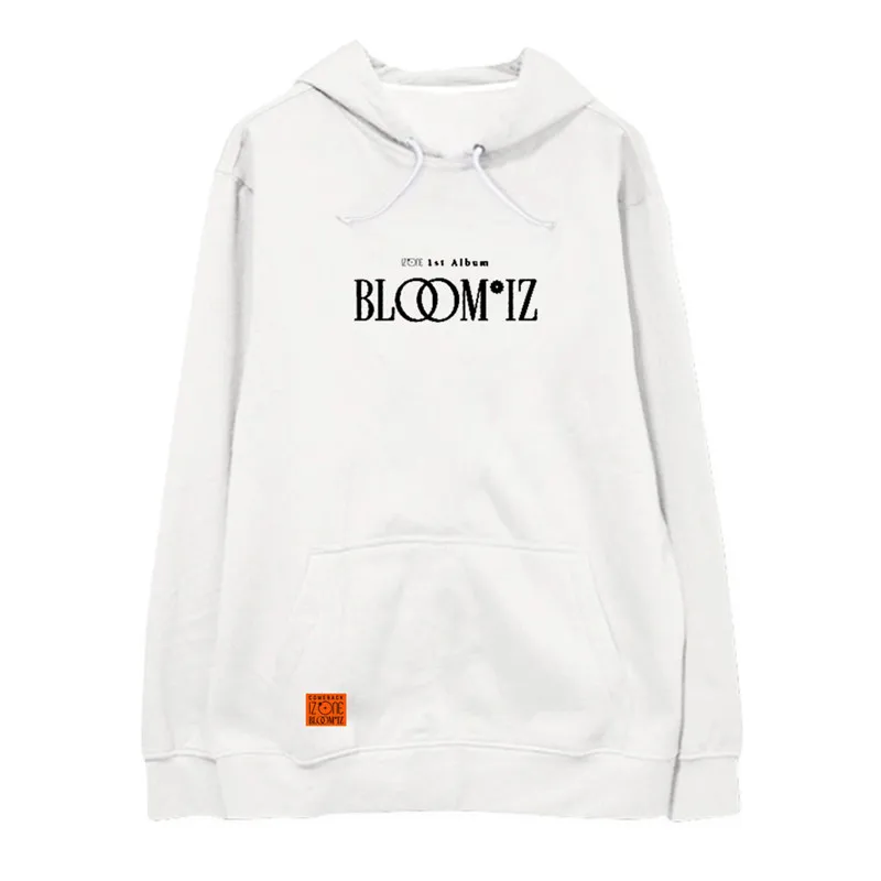 Белый Kpop IZONE BLOOMIZ альбом толстовка флис осень зима пальто Верхняя одежда Топы Повседневная утолщенная Толстовка Теплый пот одежда с капюшоном - Цвет: Белый