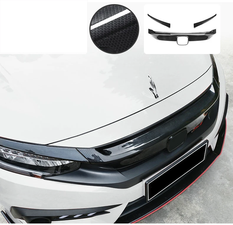 Для Honda Civic 10TH автомобильный передний капот бампера крышка капота решетка облицовки радиатора глянцевый черный красное углеродное волокно передняя крышка отделка