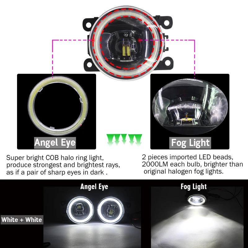 Cawanerl для Ford EcoSport 2013- автомобильные аксессуары 4000LM светодиодный противотуманный фонарь светильник комплект Ангел глаз DRL Дневной светильник H11 12V