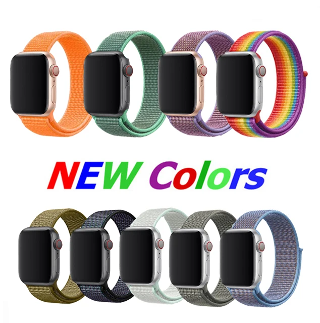 38 мм 42 40 44 ремешок для apple watch series 1 2 3 тканый нейлоновый iWatch 4 5 с красочным узором