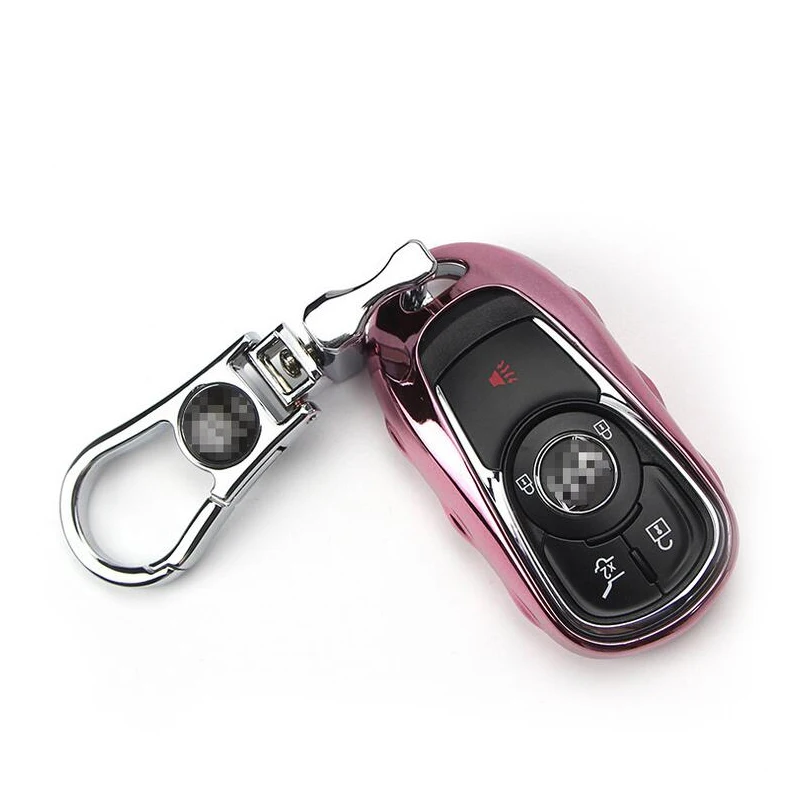 Pink 1 шт ТПУ чехол для ключа автомобиля оболочка с брелок для Buick Envision ENCORE GL8 - Название цвета: Pink