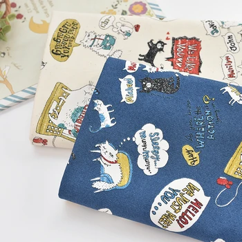 

Imported cotton fine canvas cartoon, home tablecloth, handmade bags, clothing, DIY fabric