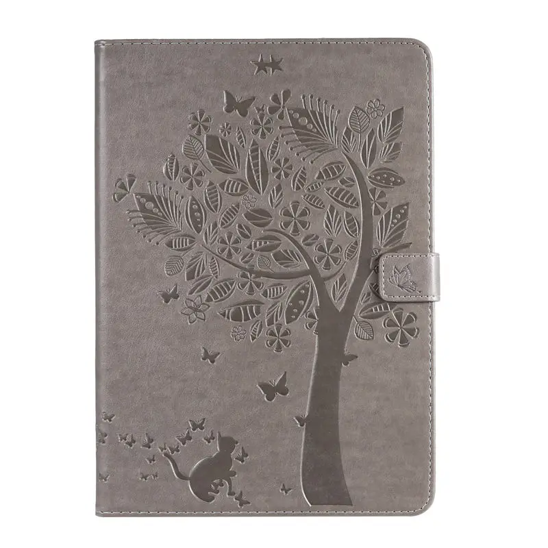 Gray Чехол для iPad 10,2 7-го поколения, Чехол для iPad Pro 10,5 Air 3 Funda, чехол для планшета с рисунком кошки и дерева, откидная подставка+ подарок - Цвет: Gray