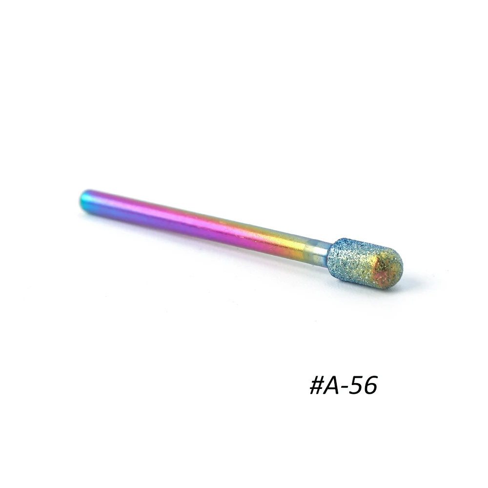 1 шт. алмазные сверла для ногтей, радужные карбидные фрезы, роторные заусенцы, электрический инструмент для очистки кутикулы, для маникюра, SA1514-1 - Цвет: A-56