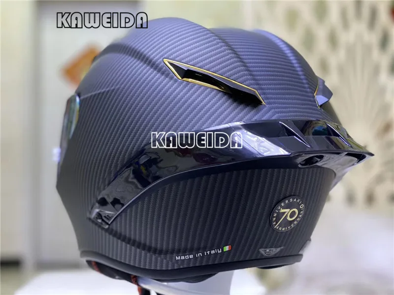 Мотоциклетный шлем полное лицо 70-летие Черное золото стекловолокно