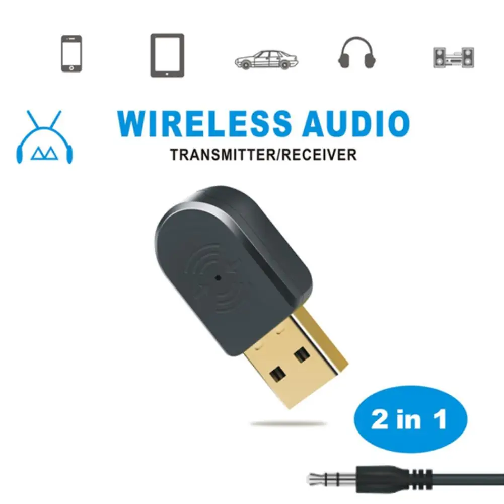 

Bluetooth 5.0 Audio Receiver Transmitter 2-in-1 AUX Mini Bluetooth Wireless Adapter Built-in Call MIC for TV PC Car
