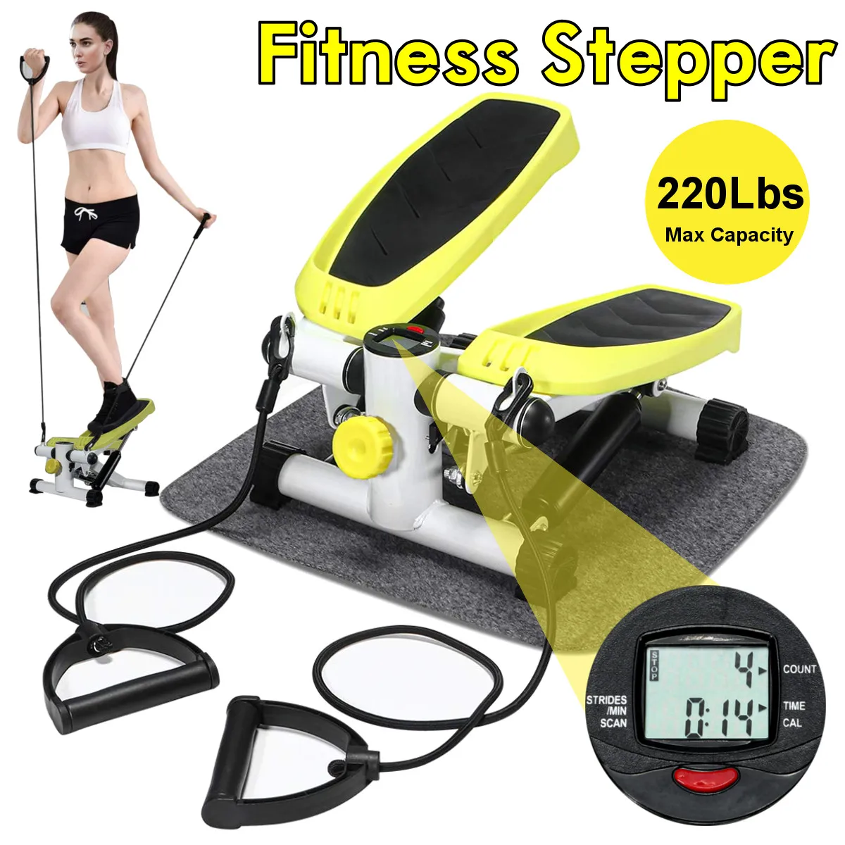 - Fitness Air Climber Stair Stepper Hydraulic Resistance System Digital Display Aerobic Stepp Machine Resistance Bands Home Sport