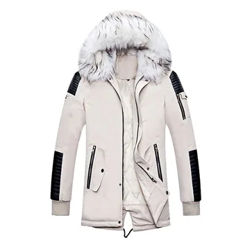 

Luxury Hoody Parka Winter Jacket Thick Men Clothes 2019 Fashion Pocket Abrigo Hombre Fur Collar Coats Patchwork Casaco Masculino