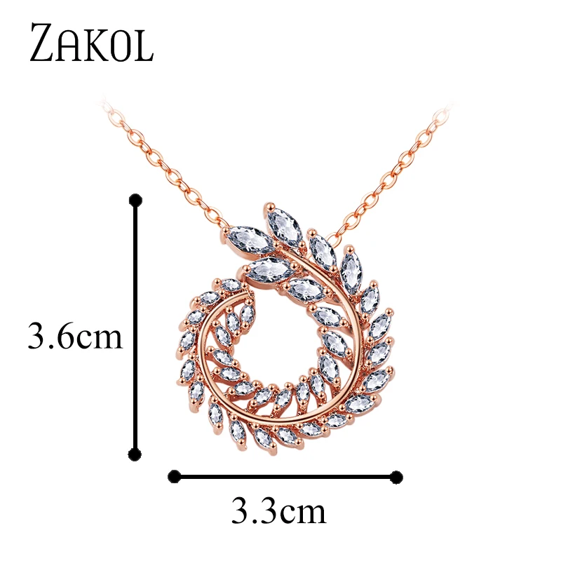Big Rose Gold Color ZAKOL модные 3 цвета плетеная Форма Прозрачный AAA+ CZ цирконий белый цвет женские ожерелья и кулоны для вечерние FSNP062 - Окраска металла: Big Rose Gold Color