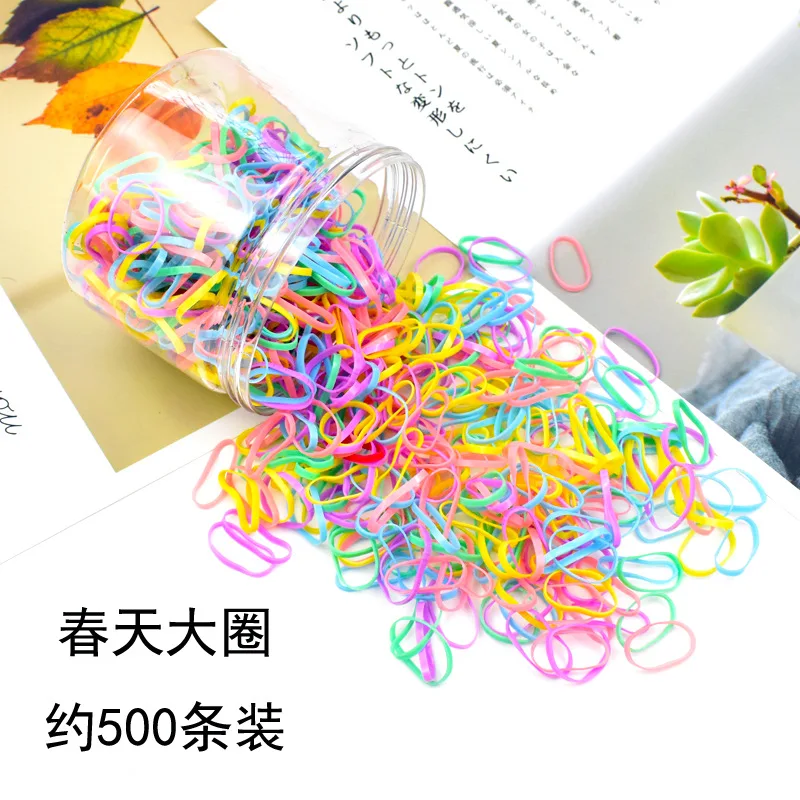 

500 Pcs/pack of Children's Hair Tie Girls Colorful Disposable Rubber Band Ponytail Elastic Hair Band Fashion Hair Accessories