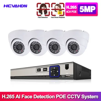 

HCVAHDN 4CH 5MP POE NVR Kit Security Camera System 5MP 4MP 2MP IR Outdoor CCTV Dome Audio POE IP Camera Video Surveillance Set
