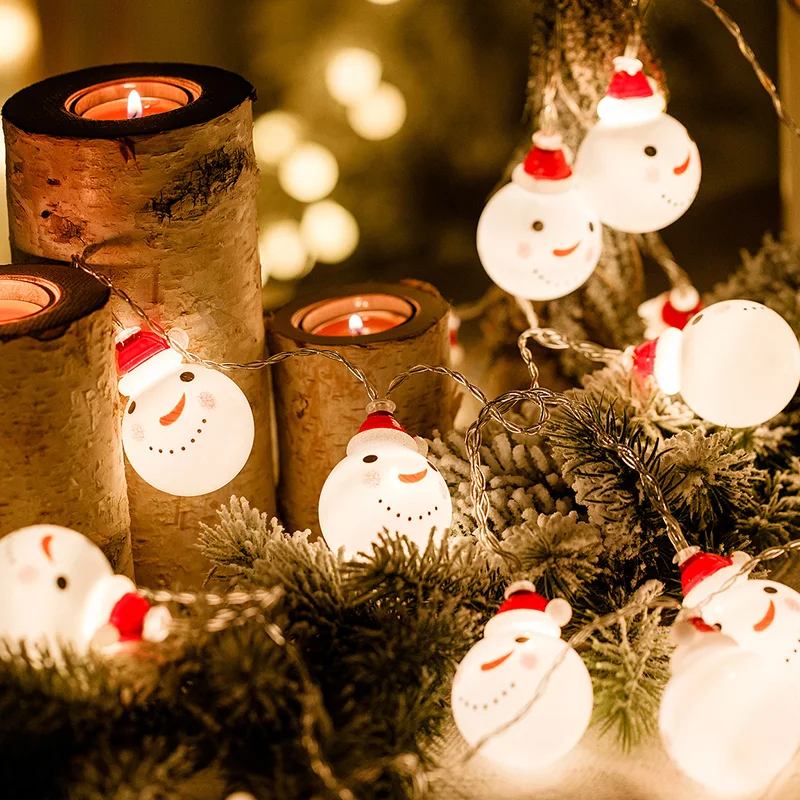 Снеговик светильник строка розовое дерево светильник светодиодный гирлянды с шариками строка светильник s рождественские украшения для дома для создания сказочной атмосферы на открытом воздухе светильник строка год