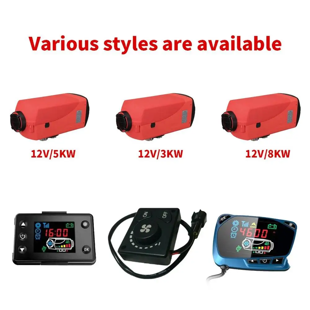 

12V 5Kw/3Kw/8Kw Parking Diesel Air Heater Car Heater With Lcd Thermostat With Switch For Car Rv Boat Heater