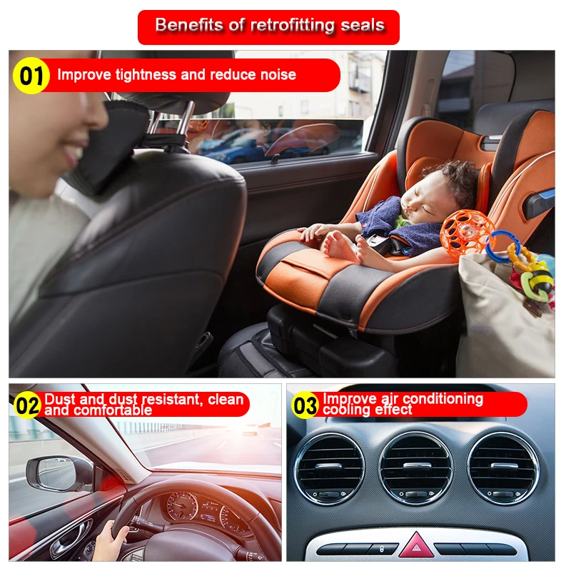 Anti-collision Auto Door Seal Sound Insulation Car Door Sealing Strip Rubber Weatherstrip Edge Trim Noise Insulation