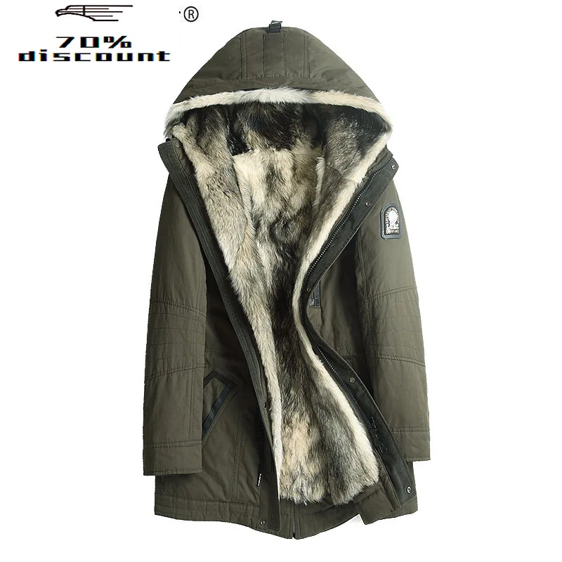 

Winter Jacket Men Natural Wolf Fur Coats Hooded Parka Men Plus Size Coat Mens Real Pure Natural Fur Jacket ALM25002MY042