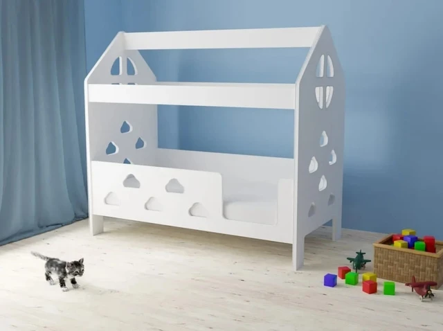 Cuna de bebé de 2 a 8 años con parachoques protectores, marco de cama de  madera estable de alta seguridad, muebles para niños de 85x163,5x155 cm -  AliExpress