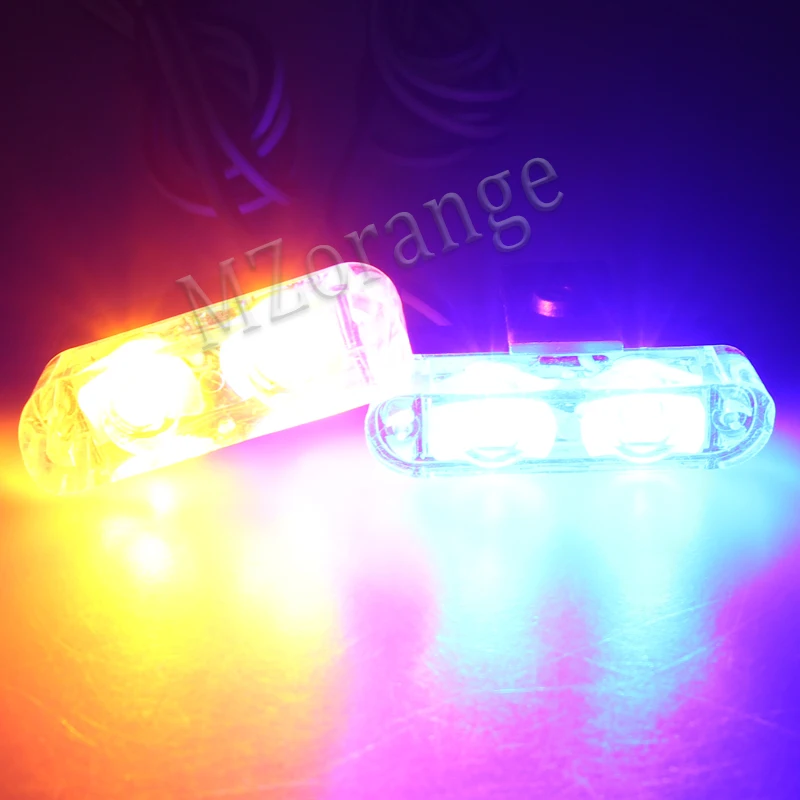 Высокая яркость 12 В 2X2 4LED Красный/Синий Желтый автомобиль полицейский стробоскоп вспышка светильник авариПредупреждение 3 мигающий противотуманный светильник s Стайлинг автомобиля - Цвет: Yellow and Blue