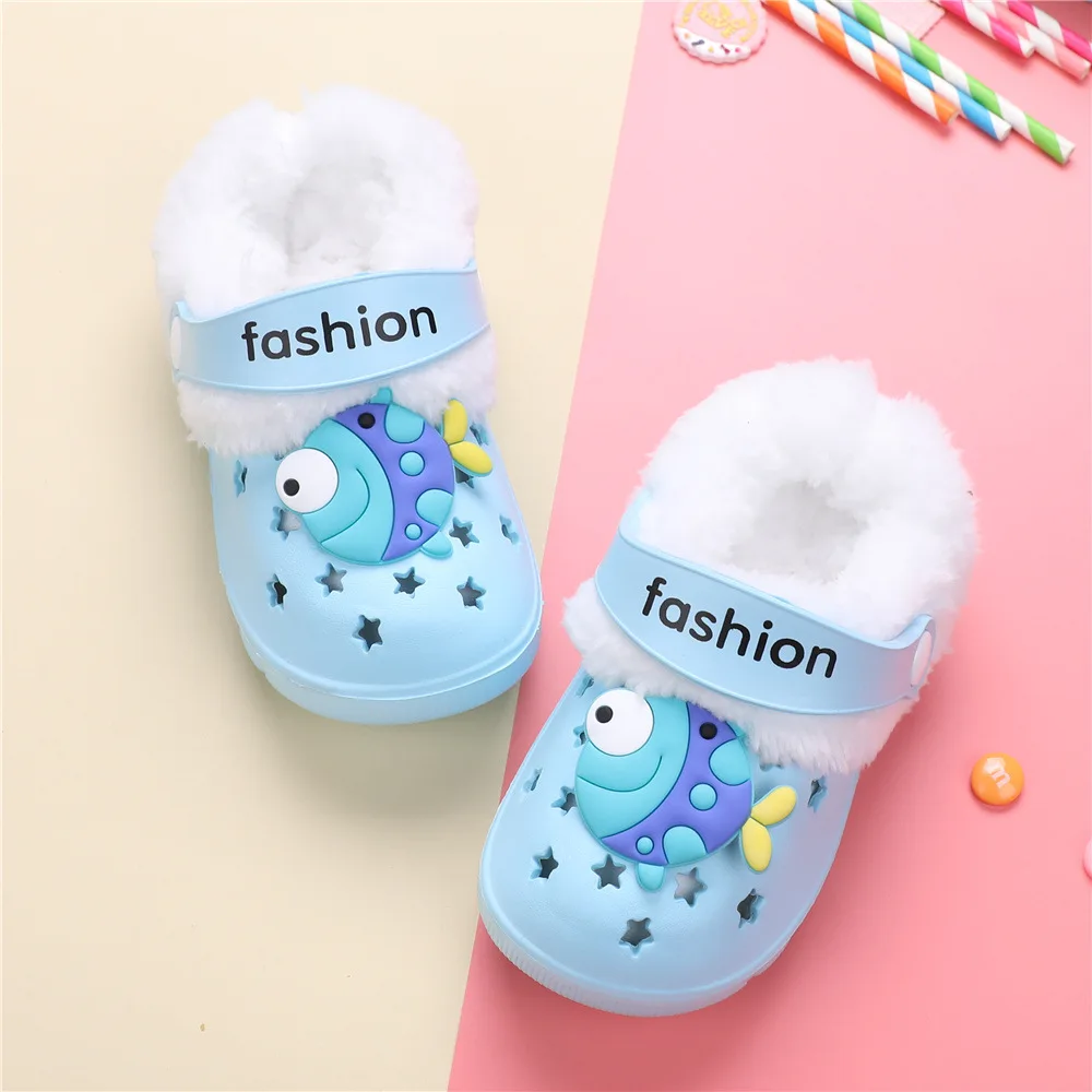 Children Mules Clogs Kids Winter Summer Garden Shoes Girl Boy Slippers Shoes Cute Cartoon Warm Home Slippers Hole Baby kids sandals garden clogs shoes suede mules slippers suede clogs eva house slippers