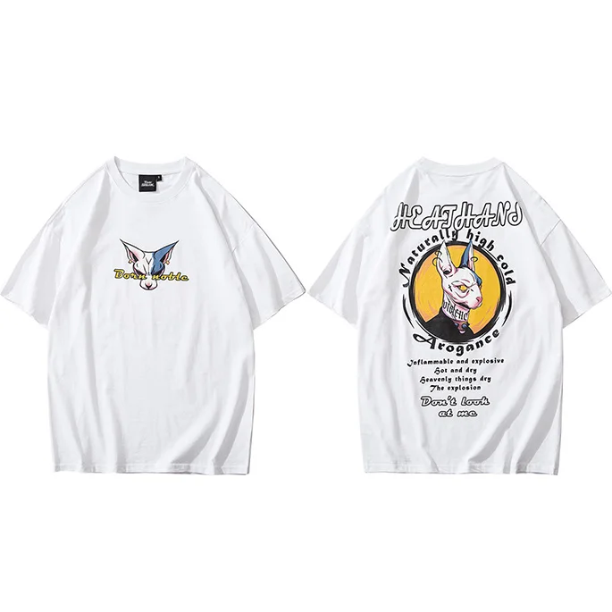 A702027 White Футболка мужская хип-хоп уличная одежда Harajuku принт забавная собака футболка короткий рукав хлопок Повседневная футболка модная черная белая Новинка - Цвет: A702027 White