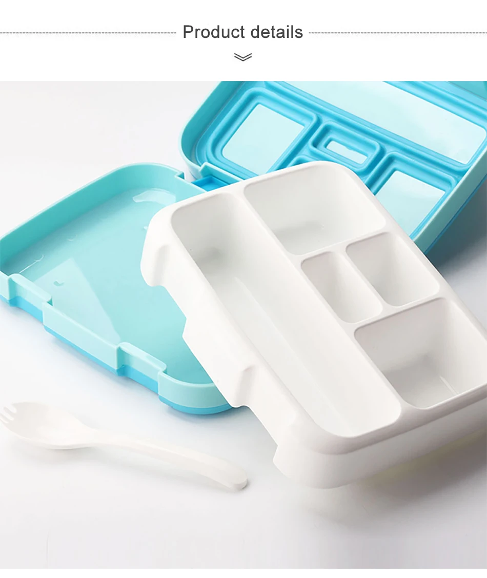 Microwavable квадратная коробка для обеда для детей Герметичный пищевой контейнер с отделениями BPA ланчбокс для пикника школы